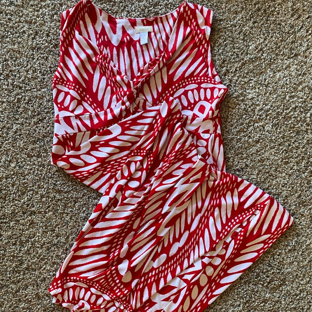 Women’s long red and white dress